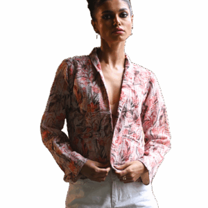 Women's Soft Pink floral Printed Open Jacket