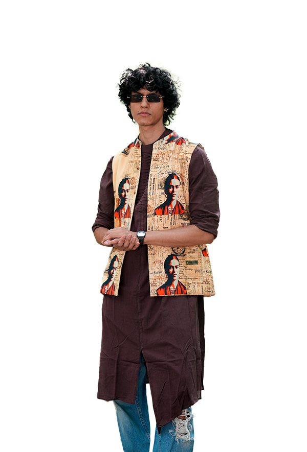 Men's Frida Kahlo print Nehru jacket (Men's Nehru Jacket)