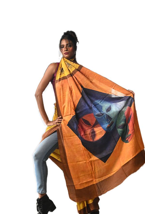 Women Tussar Silk Saree- Mask