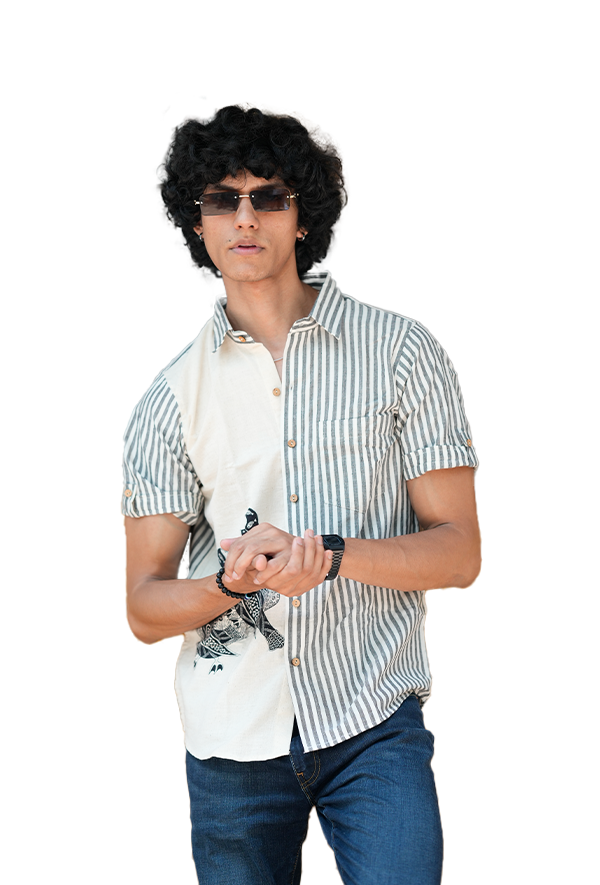 Men's Art in a Pinstripe Shirt (Men's Casual Shirt)