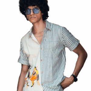Men's Art in a Pinstripe Shirt (Men's Casual Shirt)
