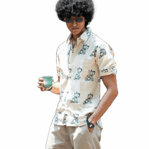Men's coffee print shirt (Men's casual shirt)