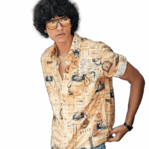 Men's Vintage camera print casual shirt (Men's casual shirt)