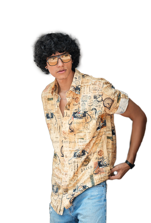 Men's Vintage camera print casual shirt (Men's casual shirt)