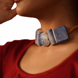 Indigo Blocks (Ceramic Neckpiece)