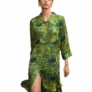 Women Green Printed Shirt Dress-Wanderlust