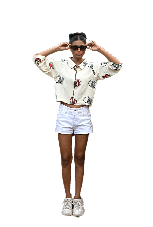 Women's Pomagranate Cropped Zipped Jacket