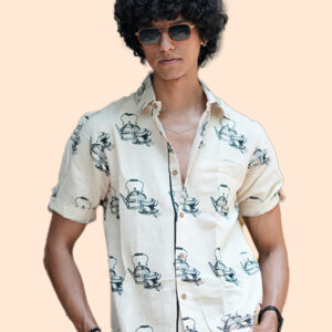 Men's casual teapot print shirt (Cotton Shirt)