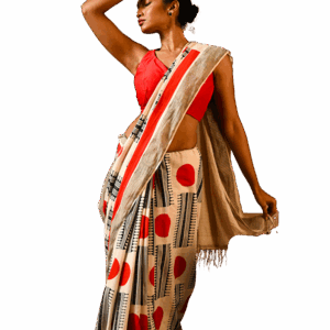 Ivory Geometry in Motion Saree (Cotton Saree)