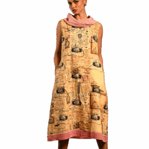 Vintage Camera Reverie Cowl Neck Dress (Cotton Dress)