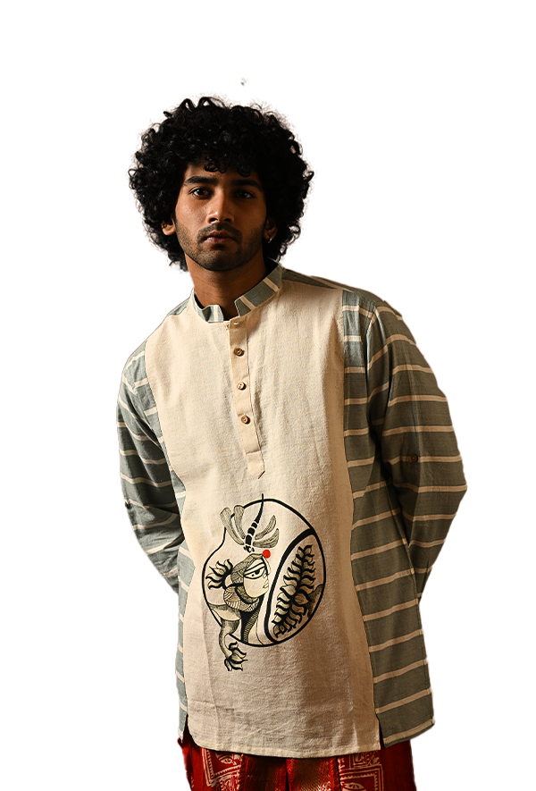 Men's Short Kurta with Art (Cotton)