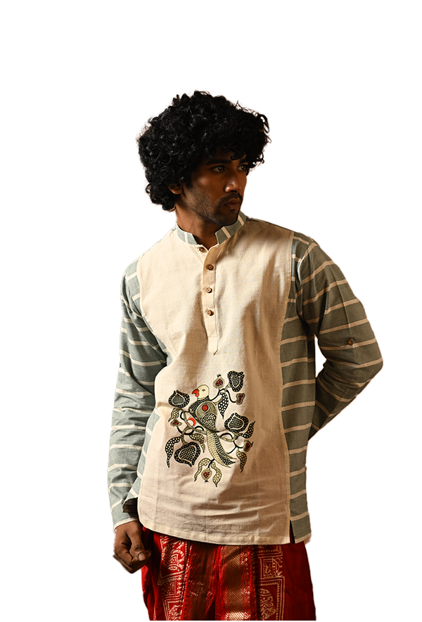 Men's Short Kurta with Art (Cotton)