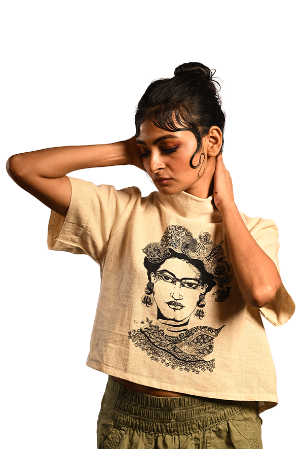 Frida Cowl Neck Crop Top (Cotton)