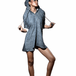WOMAN GREY HOODIE DRESS