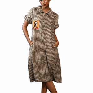 FRIDA PATCH STRIPED LONG DRESS