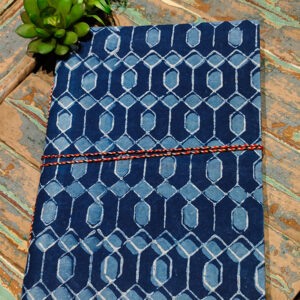 Fabric-bound notebook, secured with thread-Indigo
