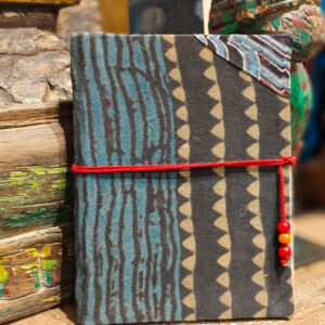 Fabric-bound notebook, secured with thread- Geometric Pattern